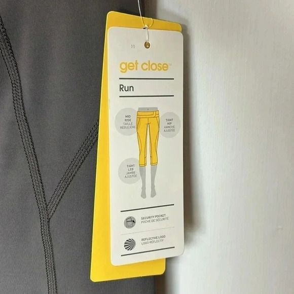 NWT LOLE RUN CAPRIS LOLE LEGGINGS XS GREY WITH YELLOW TRIM LOGO  REG 80$ - Picture 6 of 14